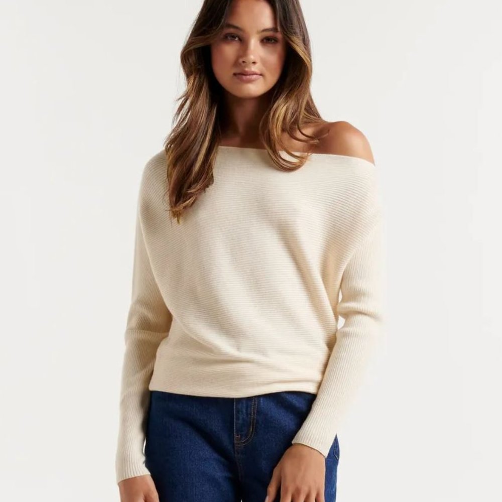 NWT Ever New Ali Tipped Shoulder Knit Sweater XXS